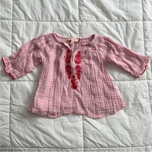 PINK CHICKEN Girls’ Peasant Top Blouse Size 12/18 months Pink Red